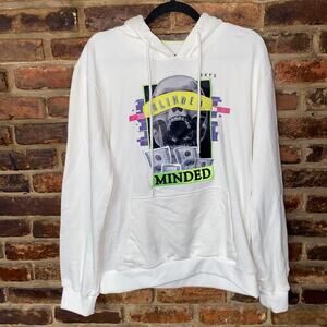 BKYS White Embroidered Blinded Minded Hoodie Men's Size Medium